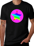 Rainbow Star Pink Circle Graphic T-Shirt