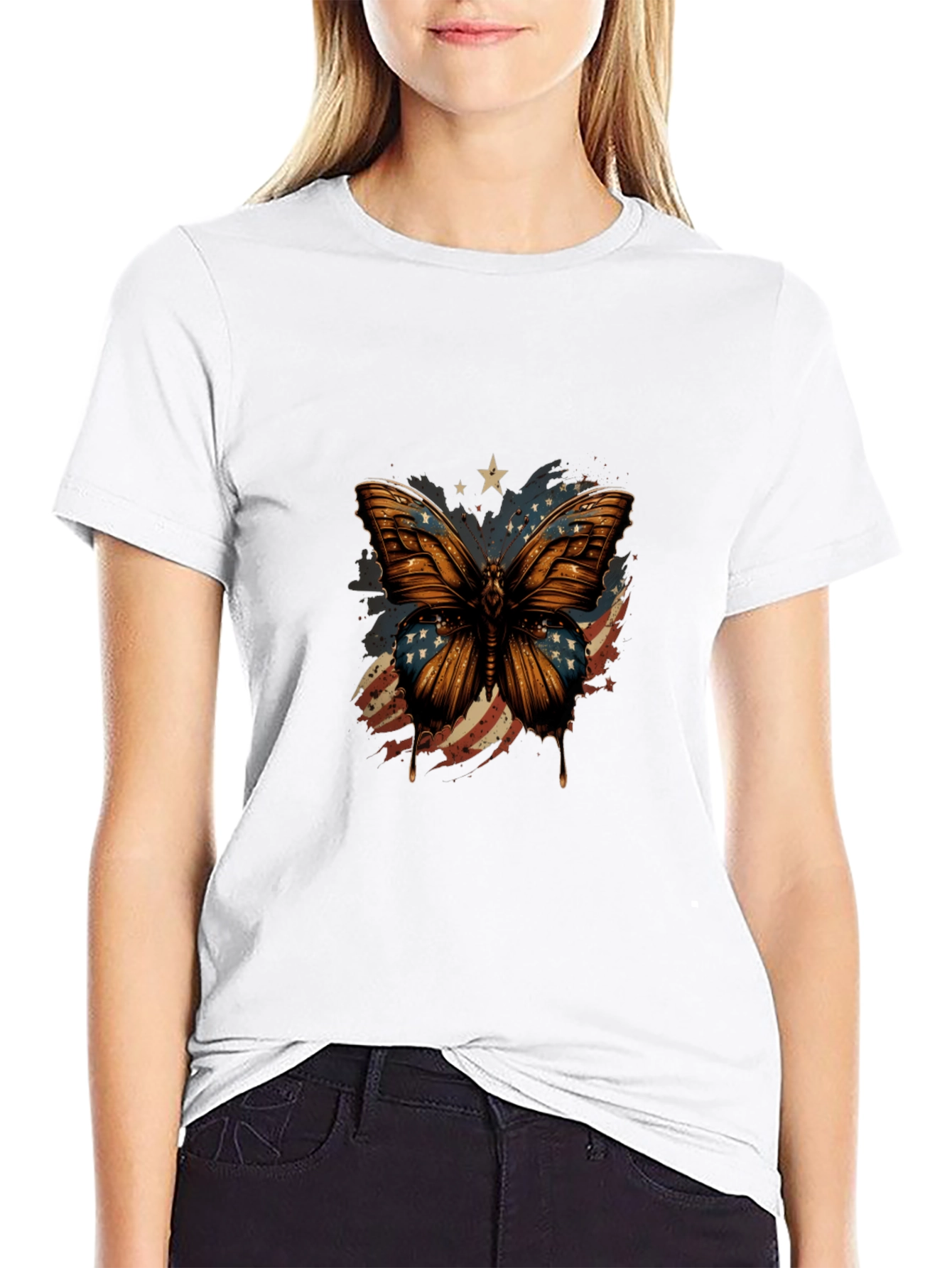 American Flag Butterfly Graphic Tee