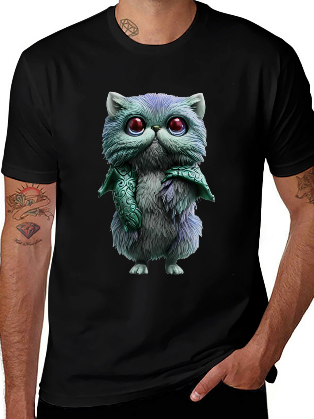 Whimsical Feline T-Shirt - Cute Cartoon Cat Design