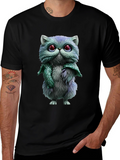 Whimsical Feline T-Shirt - Cute Cartoon Cat Design