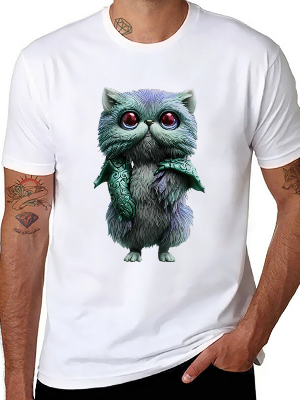 Whimsical Feline T-Shirt - Cute Cartoon Cat Design