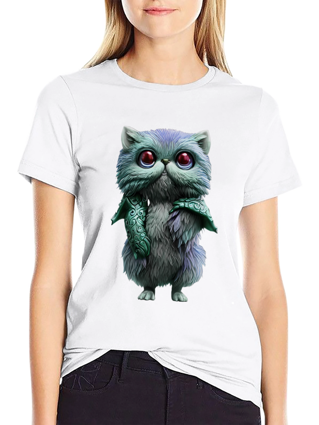 Whimsical Feline T-Shirt - Cute Cartoon Cat Design