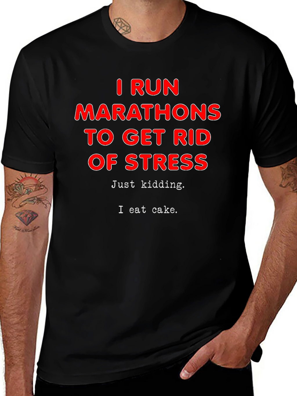Funny Marathon Runner T-Shirt - I Eat Cake Design