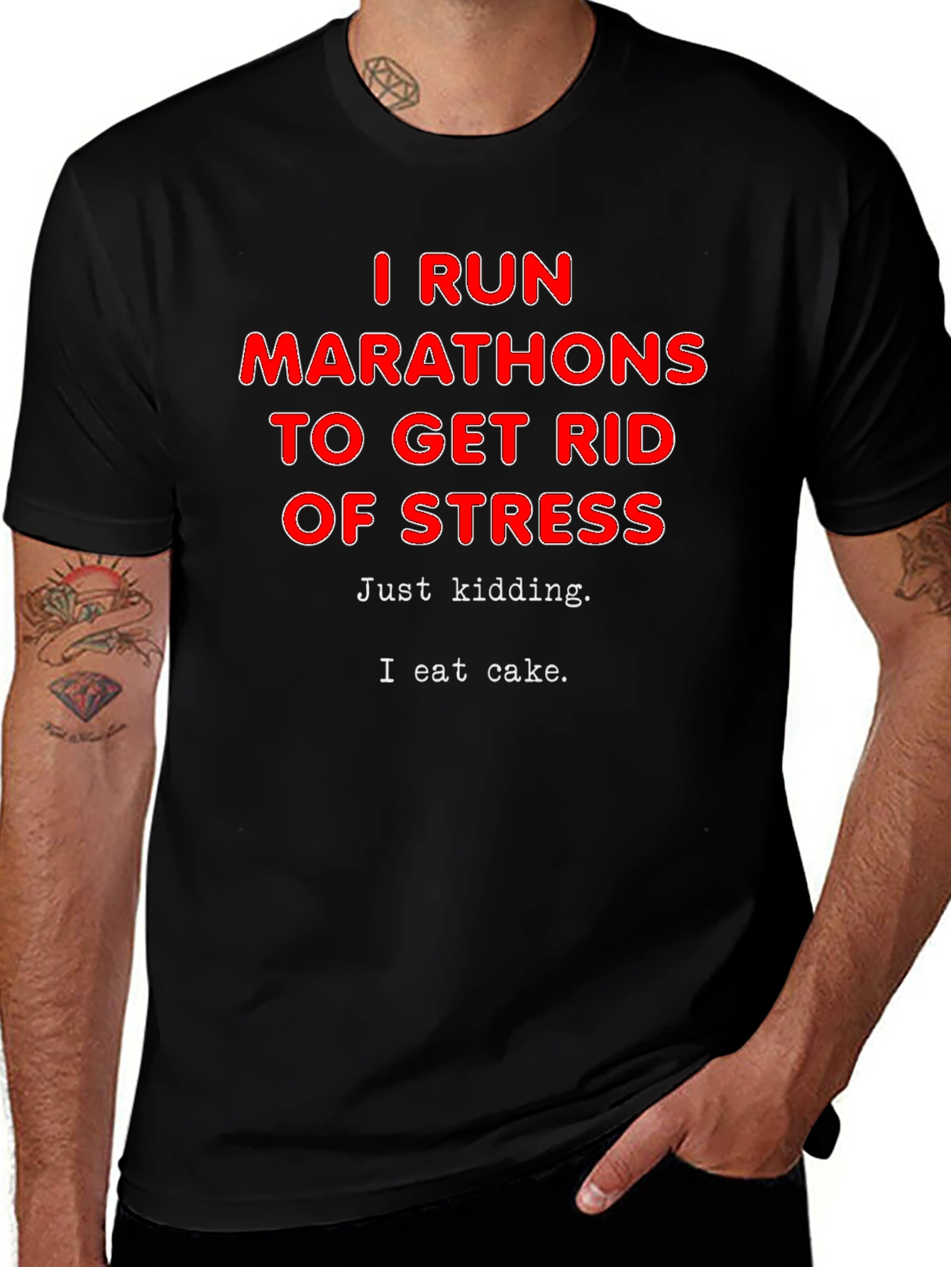 Funny Marathon Runner T-Shirt - I Eat Cake Design
