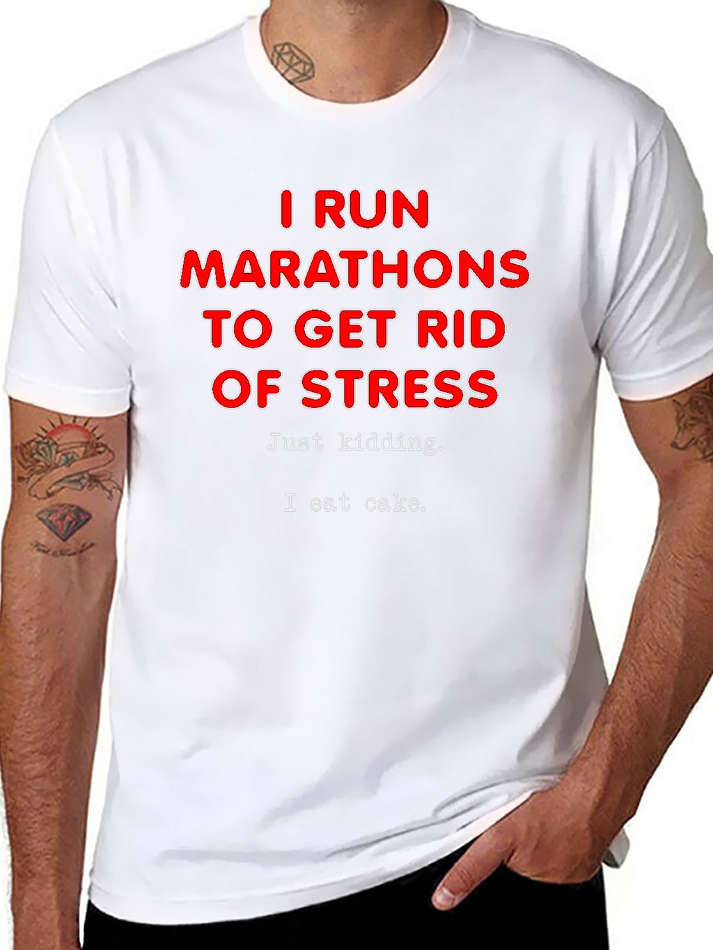 Funny Marathon Runner T-Shirt - I Eat Cake Design