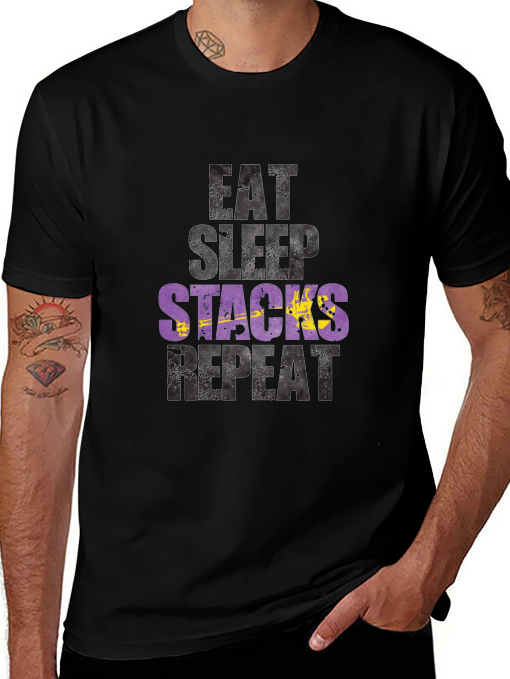 Eat Sleep Stacks Repeat Graphic T-Shirt