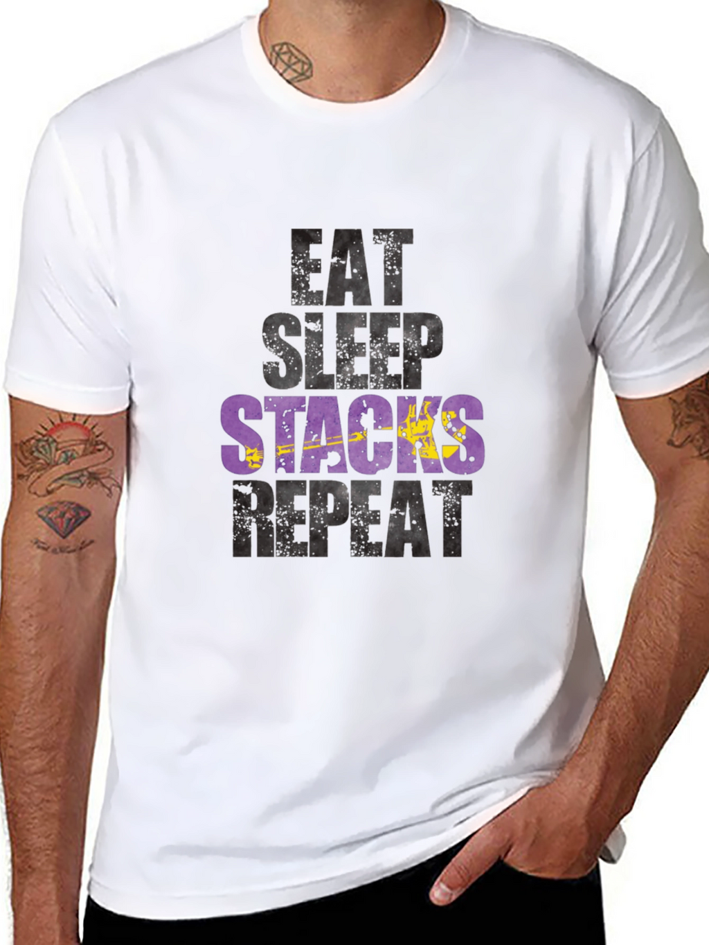 Eat Sleep Stacks Repeat Graphic T-Shirt
