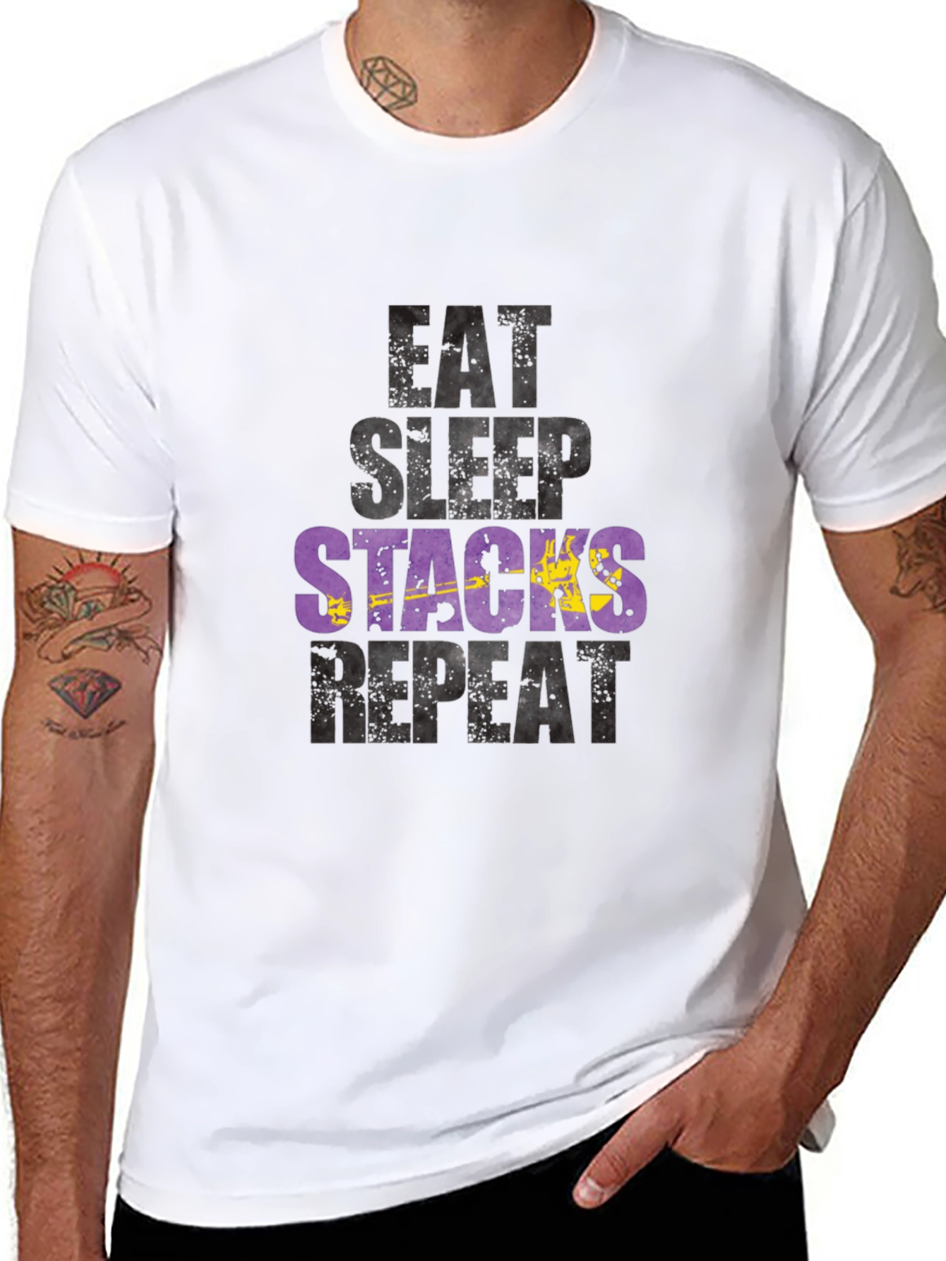 Eat Sleep Stacks Repeat Graphic T-Shirt