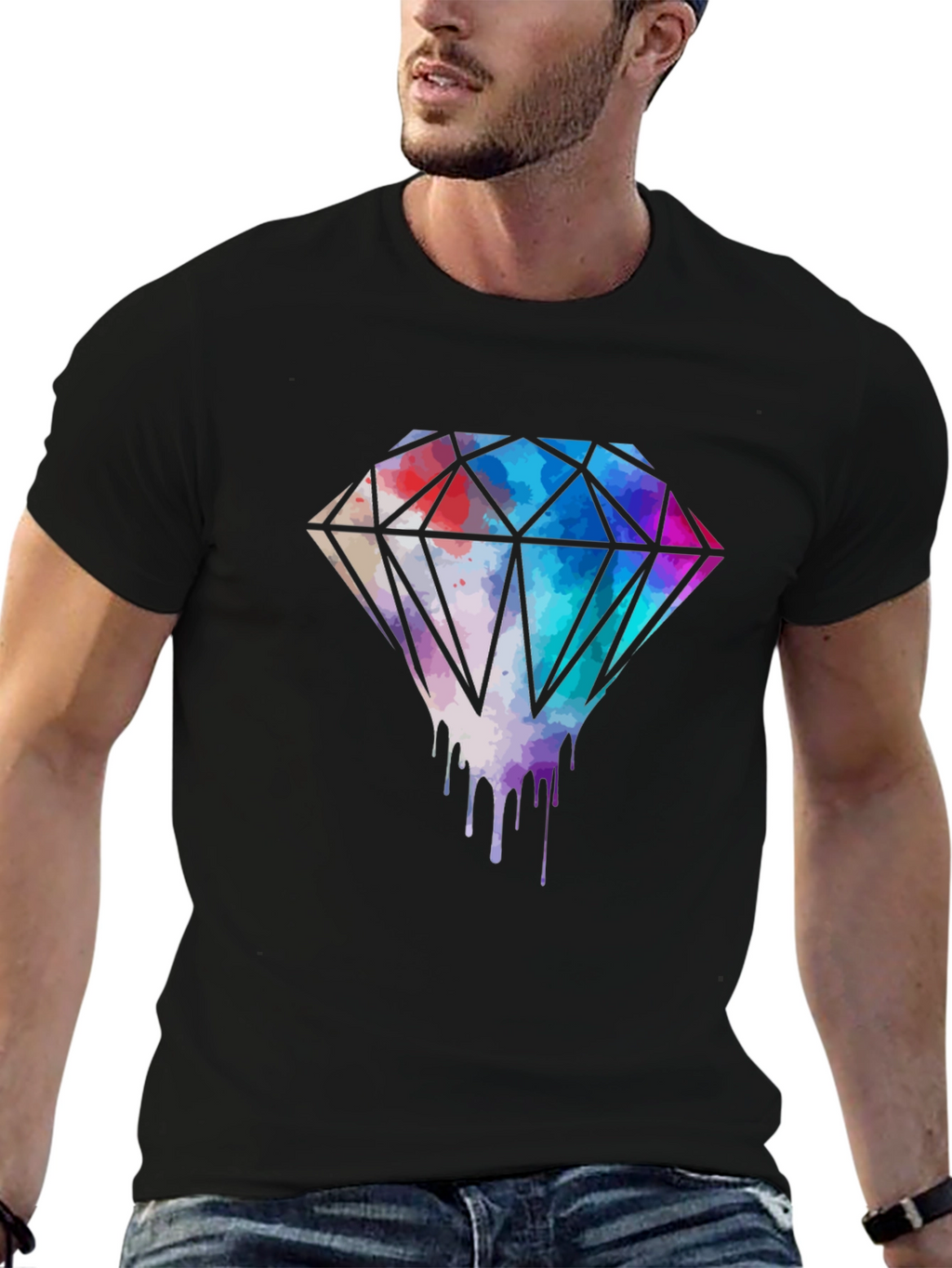 Diamond Drip Graphic Tee - Modern Streetwear Style