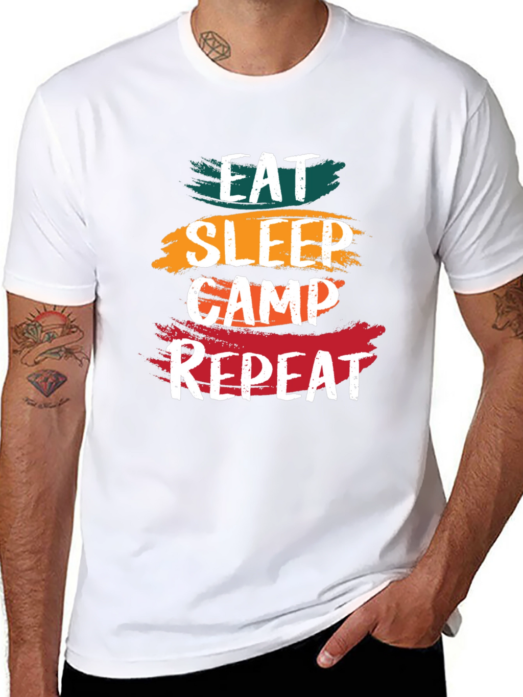 Eat Sleep Camp Repeat T-Shirt - Camping Adventure Tee