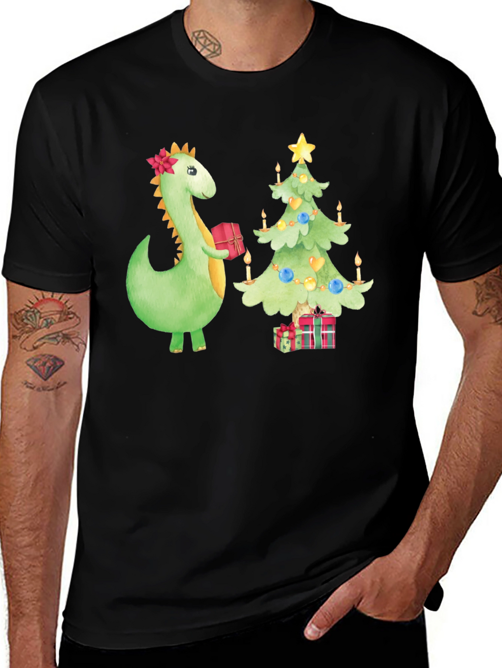 Festive Dino Christmas T-Shirt