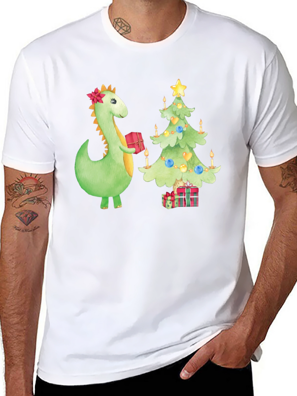 Festive Dino Christmas T-Shirt