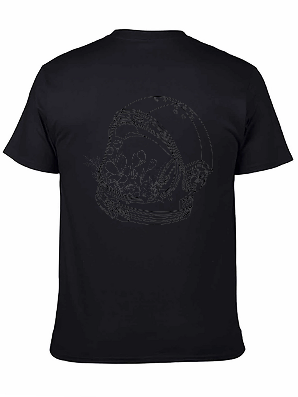 Astronaut Helmet Outline Black T-Shirt