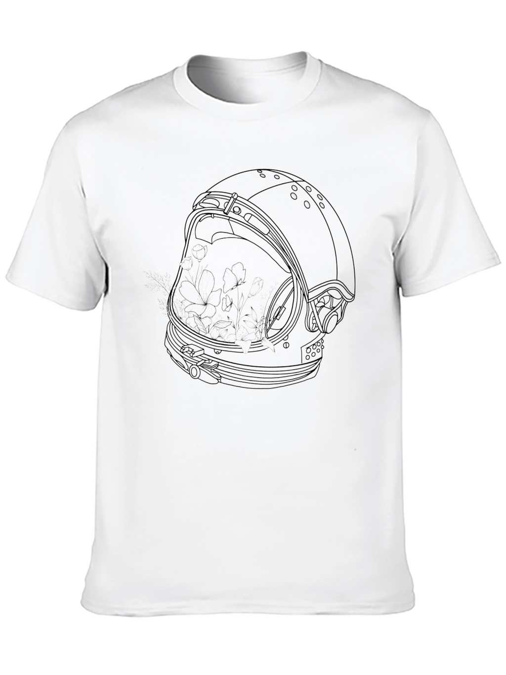 Astronaut Helmet Outline Black T-Shirt