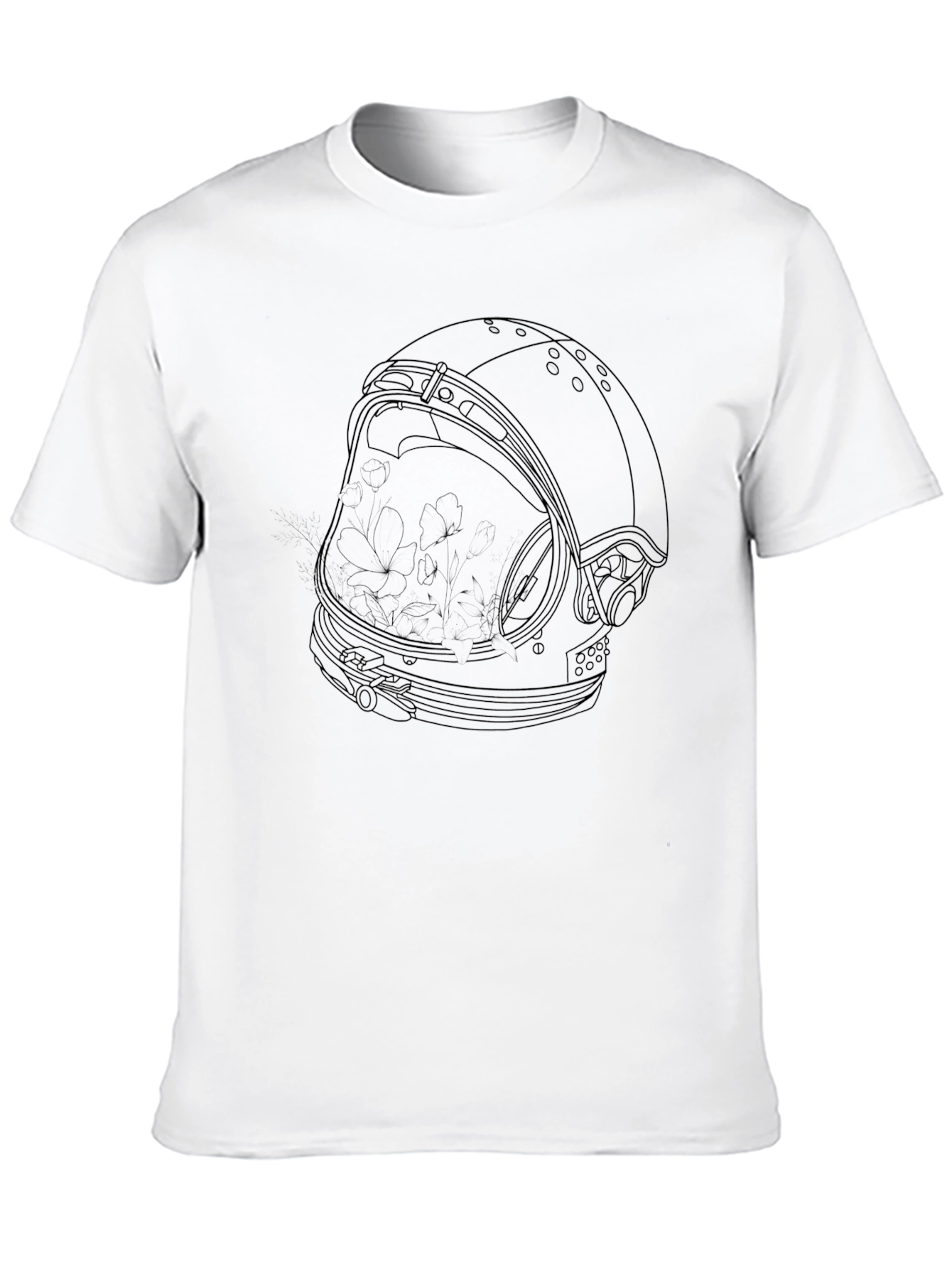 Astronaut Helmet Outline Black T-Shirt