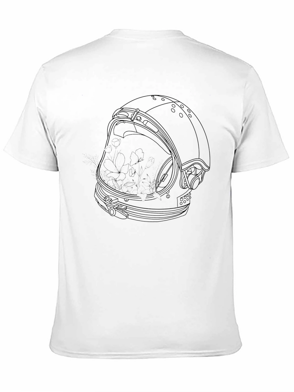 Astronaut Helmet Outline Black T-Shirt