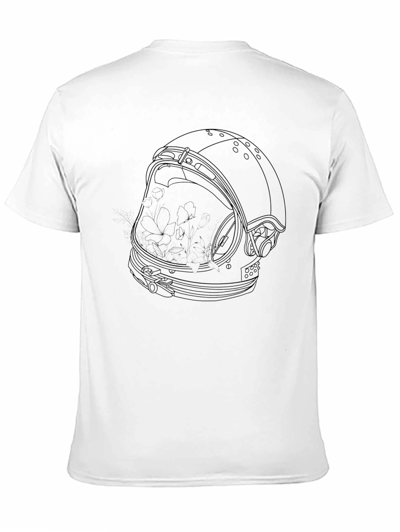 Astronaut Helmet Outline Black T-Shirt