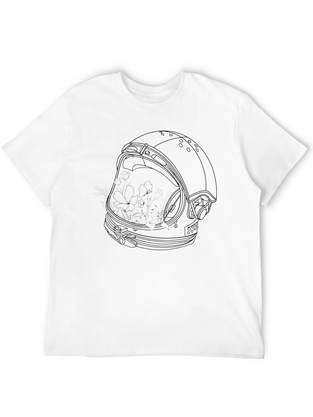 Astronaut Helmet Outline Black T-Shirt