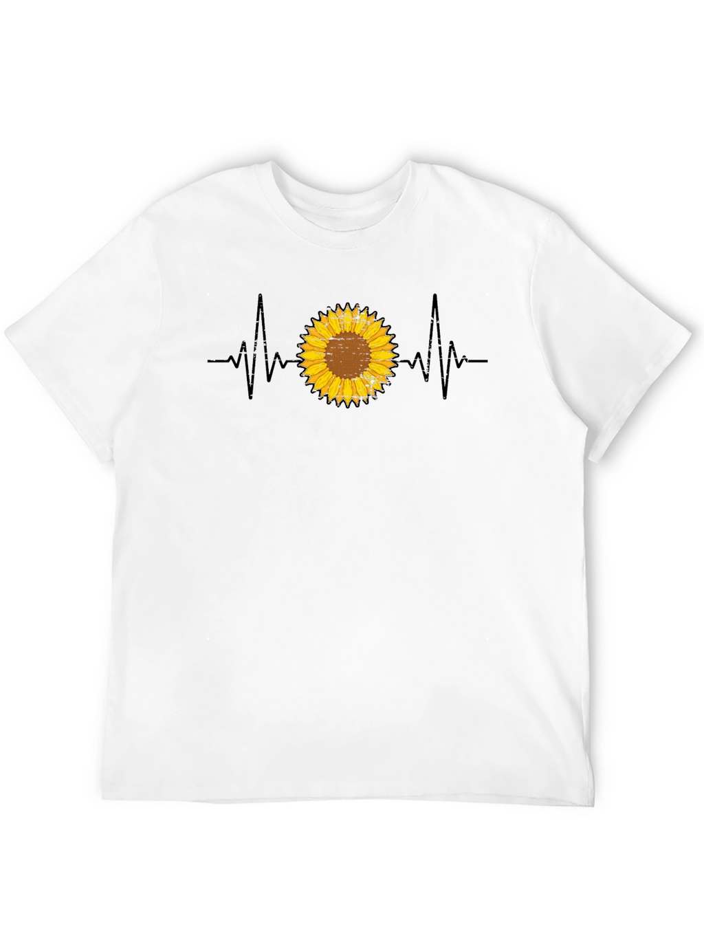 Sunflower Heartbeat Graphic T-Shirt - Trendy Casual Top