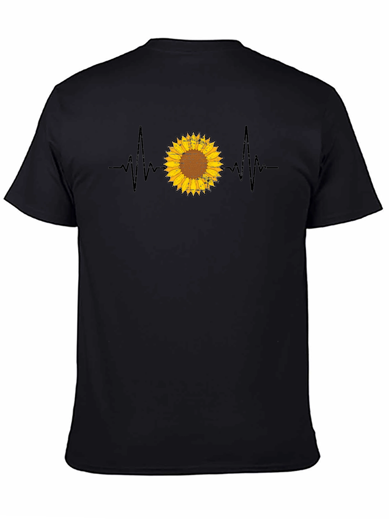 Sunflower Heartbeat Graphic T-Shirt - Trendy Casual Top