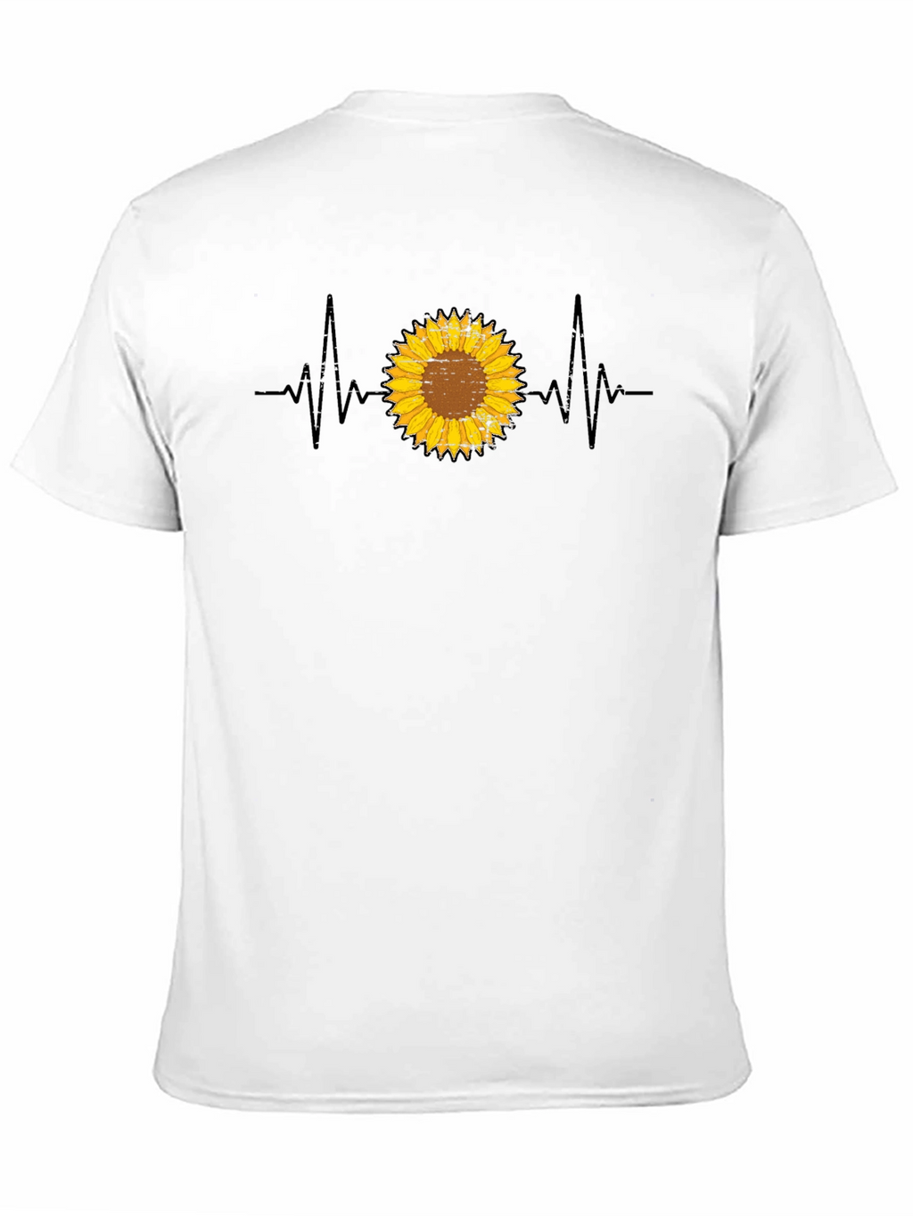 Sunflower Heartbeat Graphic T-Shirt - Trendy Casual Top