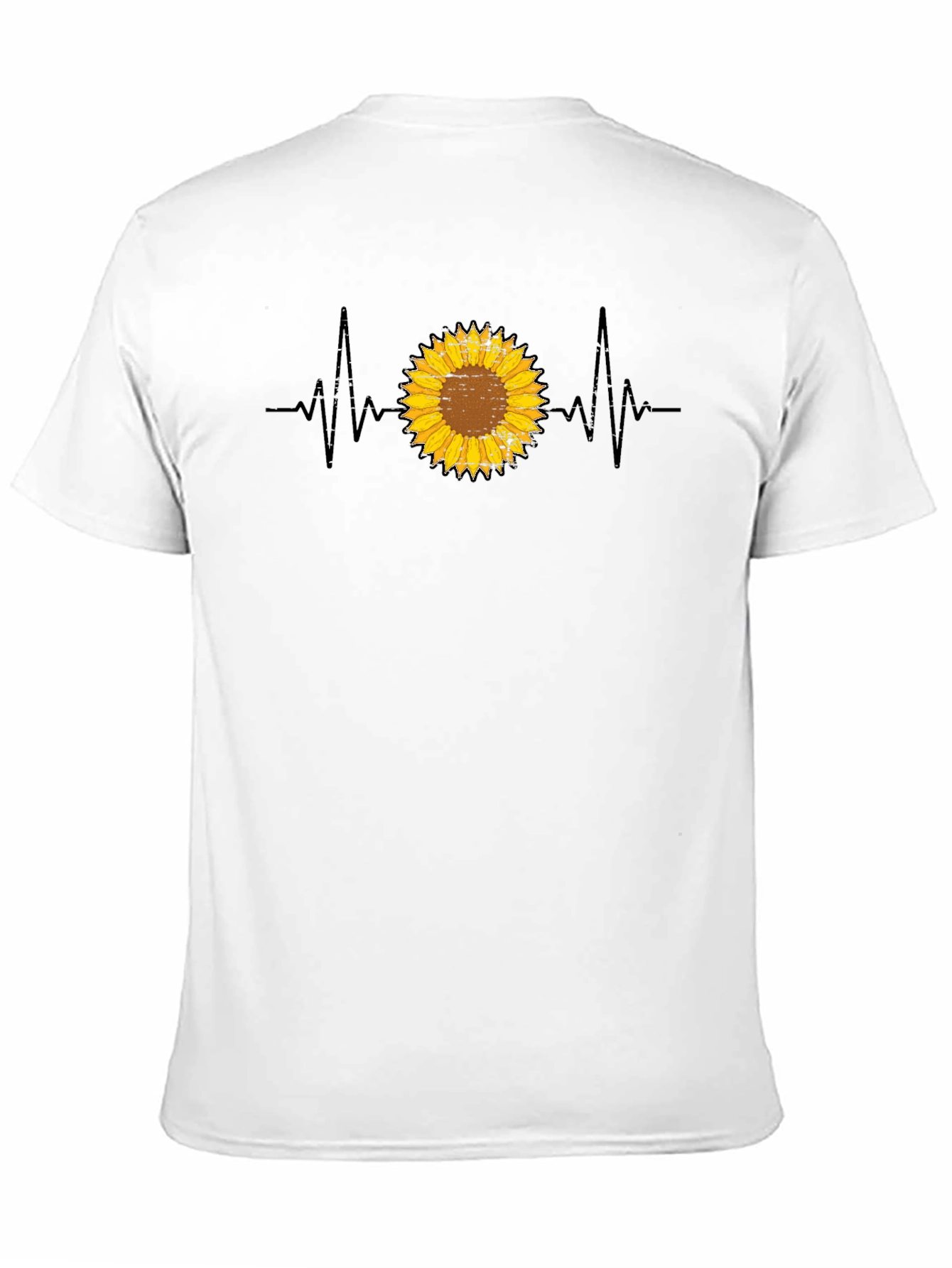 Sunflower Heartbeat Graphic T-Shirt - Trendy Casual Top