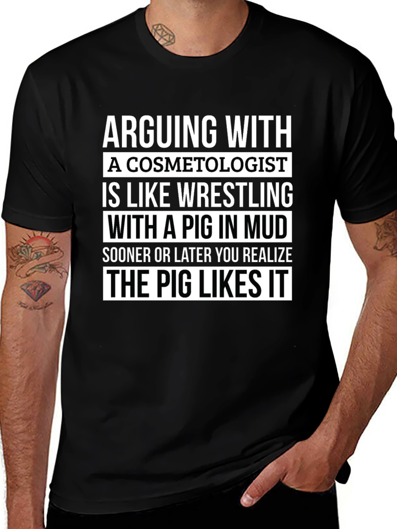 Funny Cosmetologist Pig T-Shirt