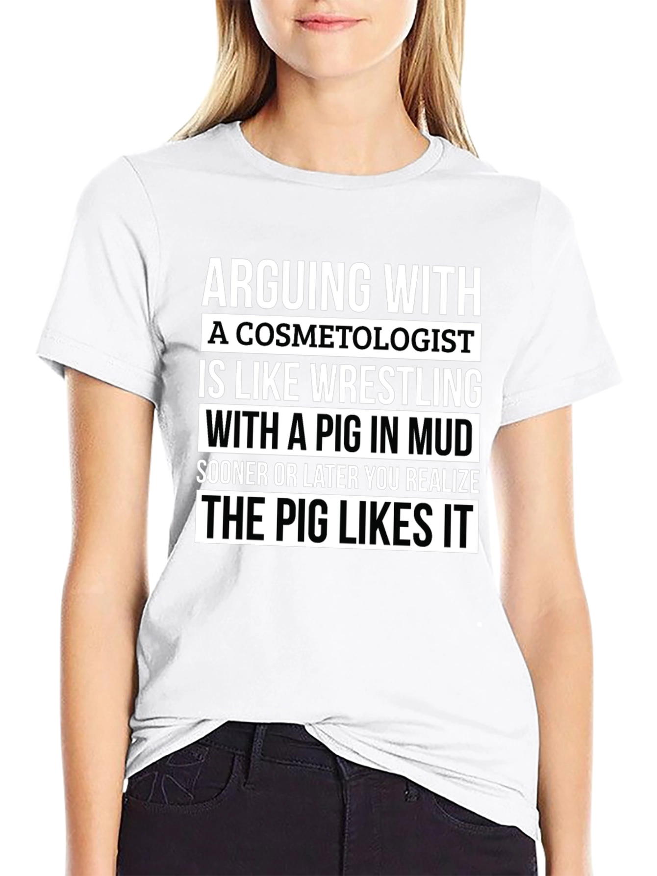 Funny Cosmetologist Pig T-Shirt