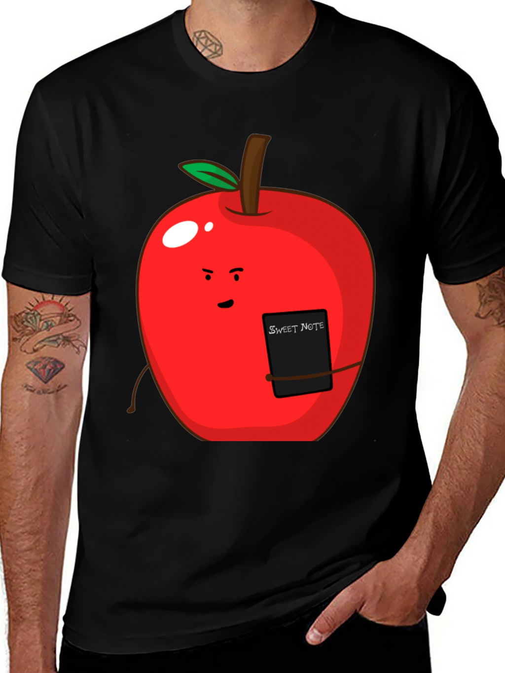 Sweet Note Apple Graphic Tee - Novelty Fruit Shirt