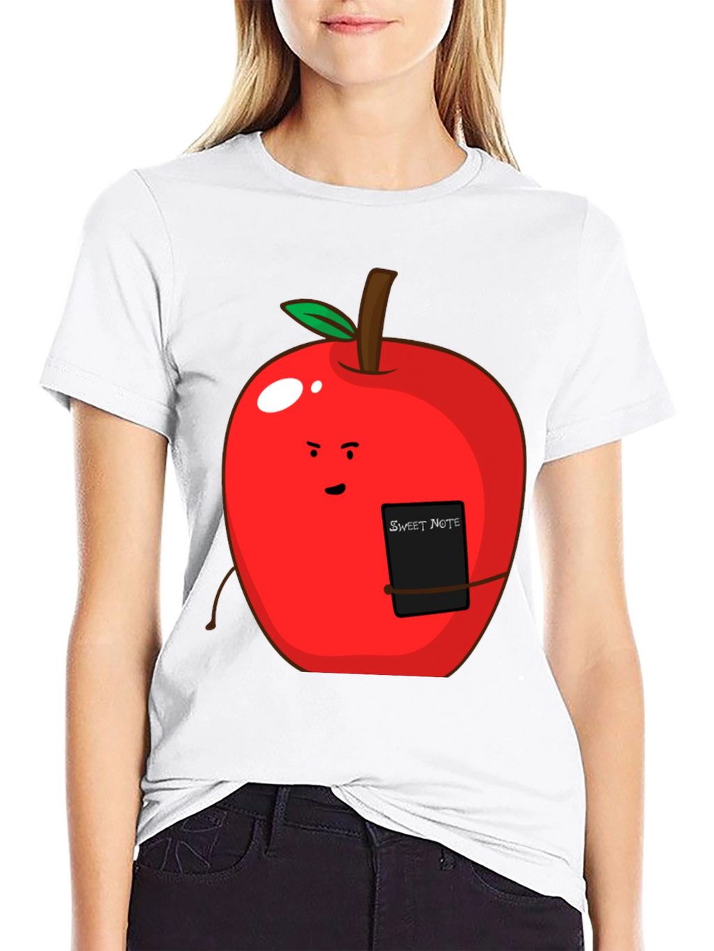 Sweet Note Apple Graphic Tee - Novelty Fruit Shirt