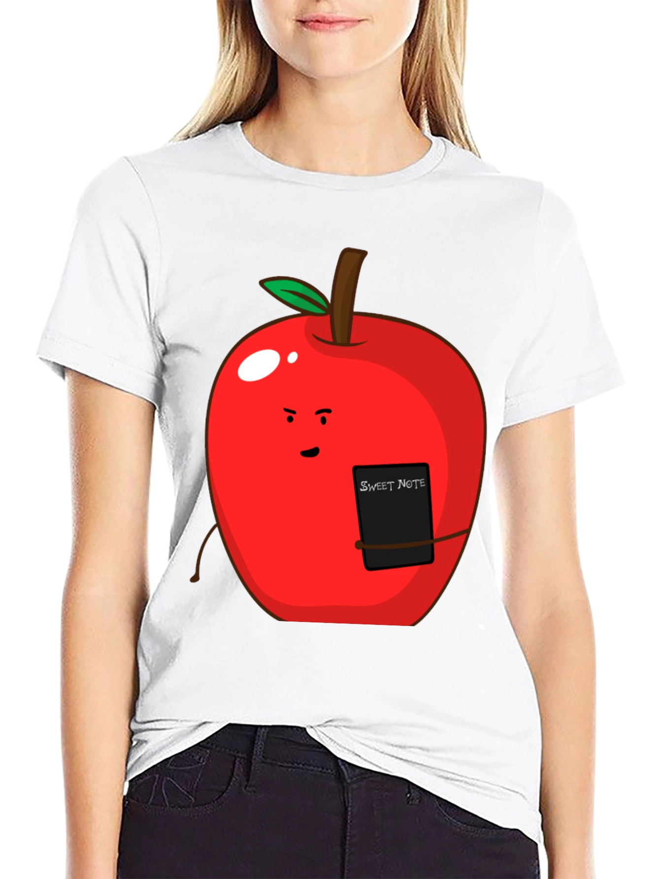 Sweet Note Apple Graphic Tee - Novelty Fruit Shirt