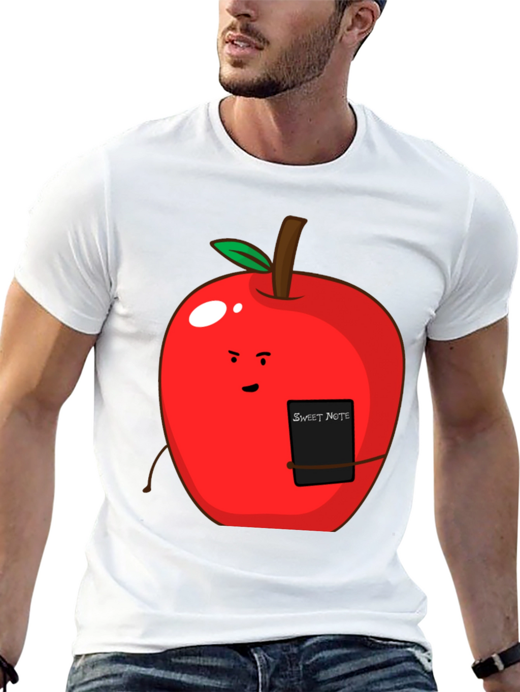 Sweet Note Apple Graphic Tee - Novelty Fruit Shirt