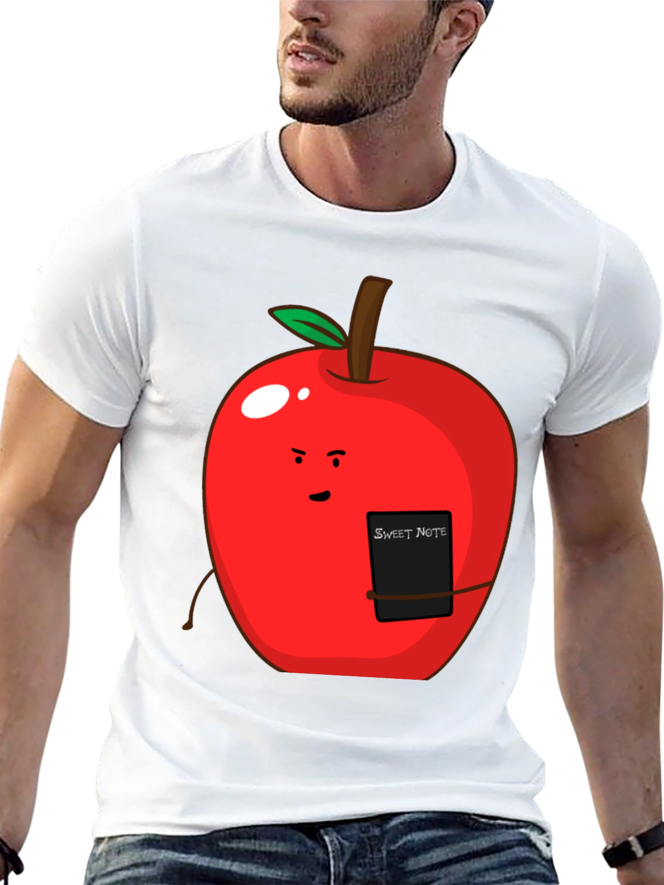 Sweet Note Apple Graphic Tee - Novelty Fruit Shirt