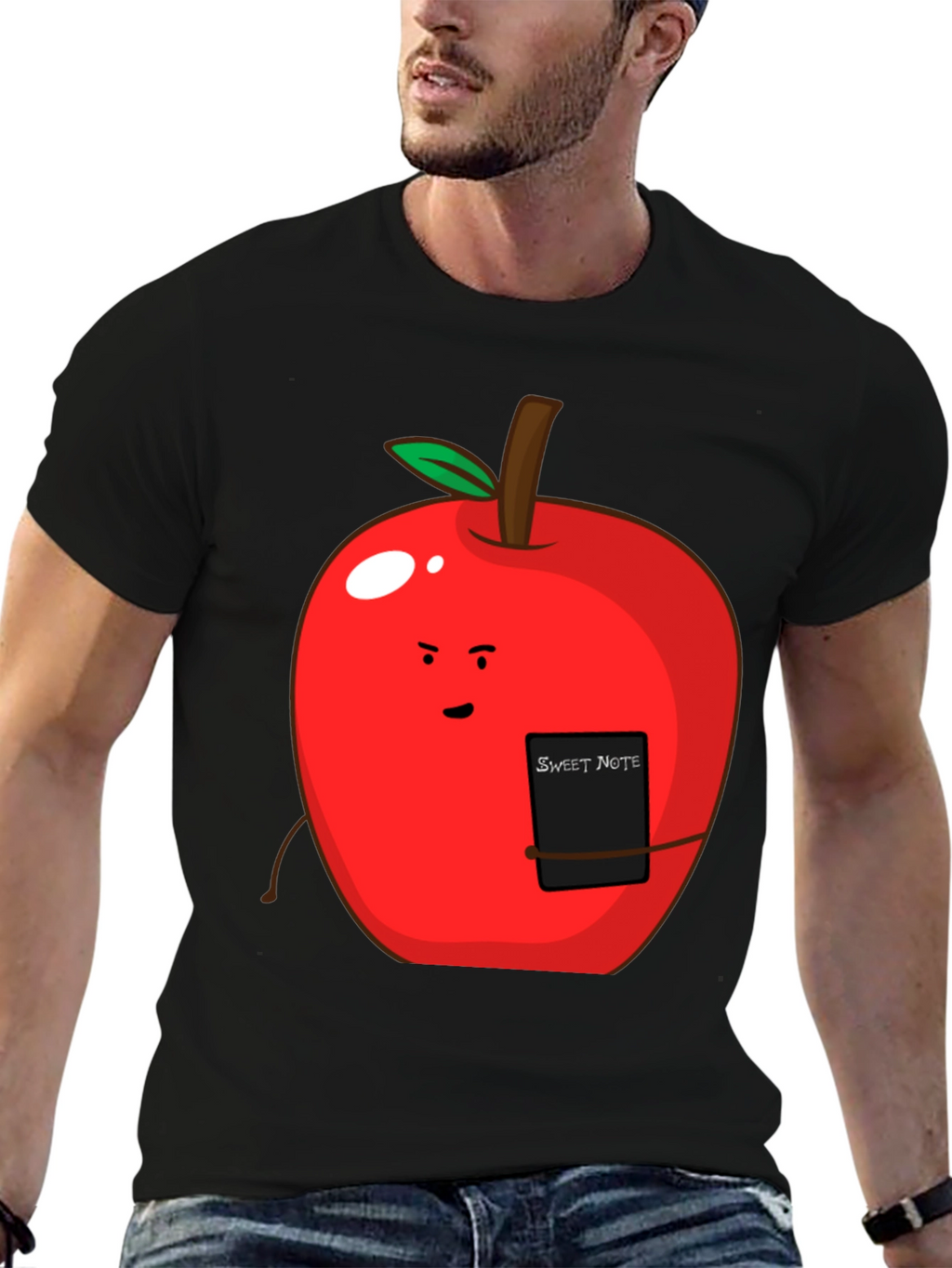 Sweet Note Apple Graphic Tee - Novelty Fruit Shirt