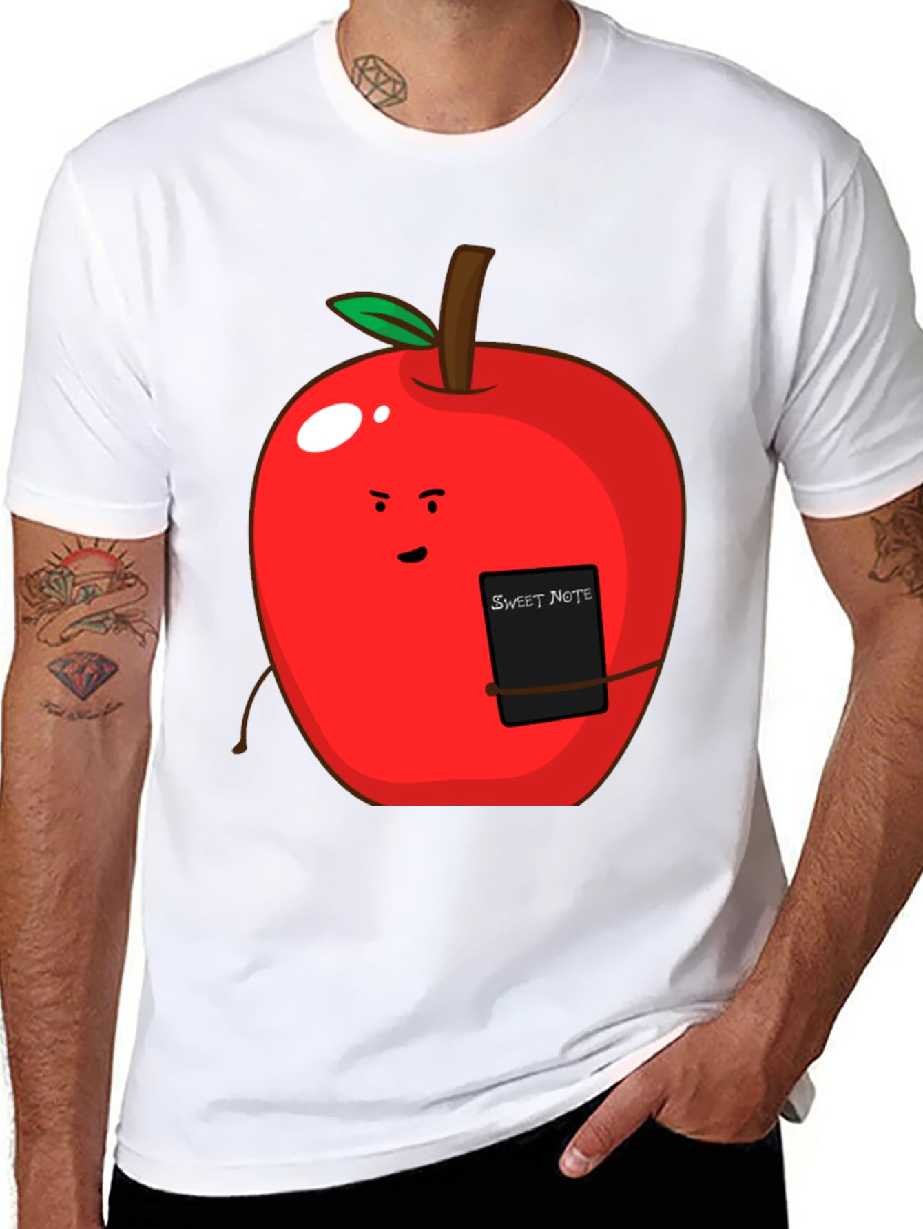 Sweet Note Apple Graphic Tee - Novelty Fruit Shirt