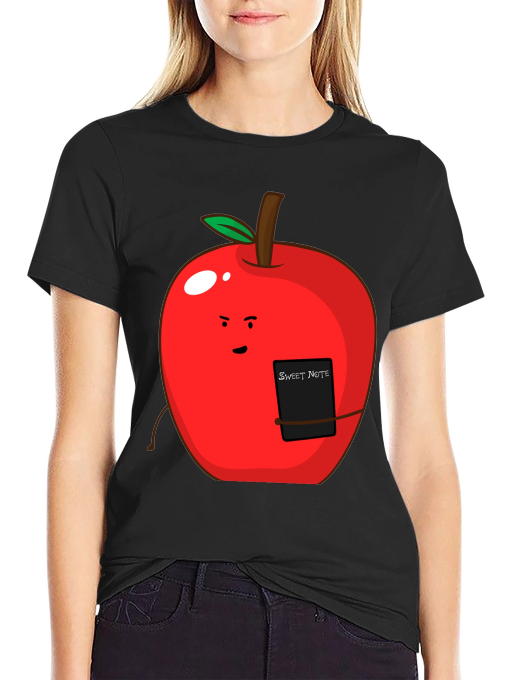 Sweet Note Apple Graphic Tee - Novelty Fruit Shirt