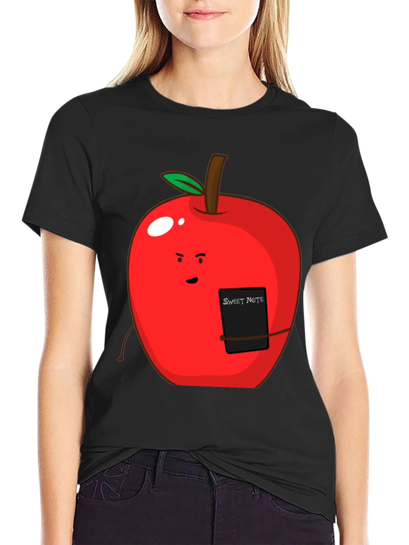 Sweet Note Apple Graphic Tee - Novelty Fruit Shirt