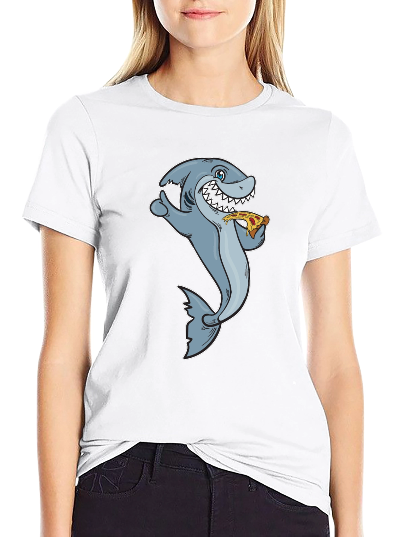 Shark Pizza T-Shirt - Funny Cartoon Graphic Tee