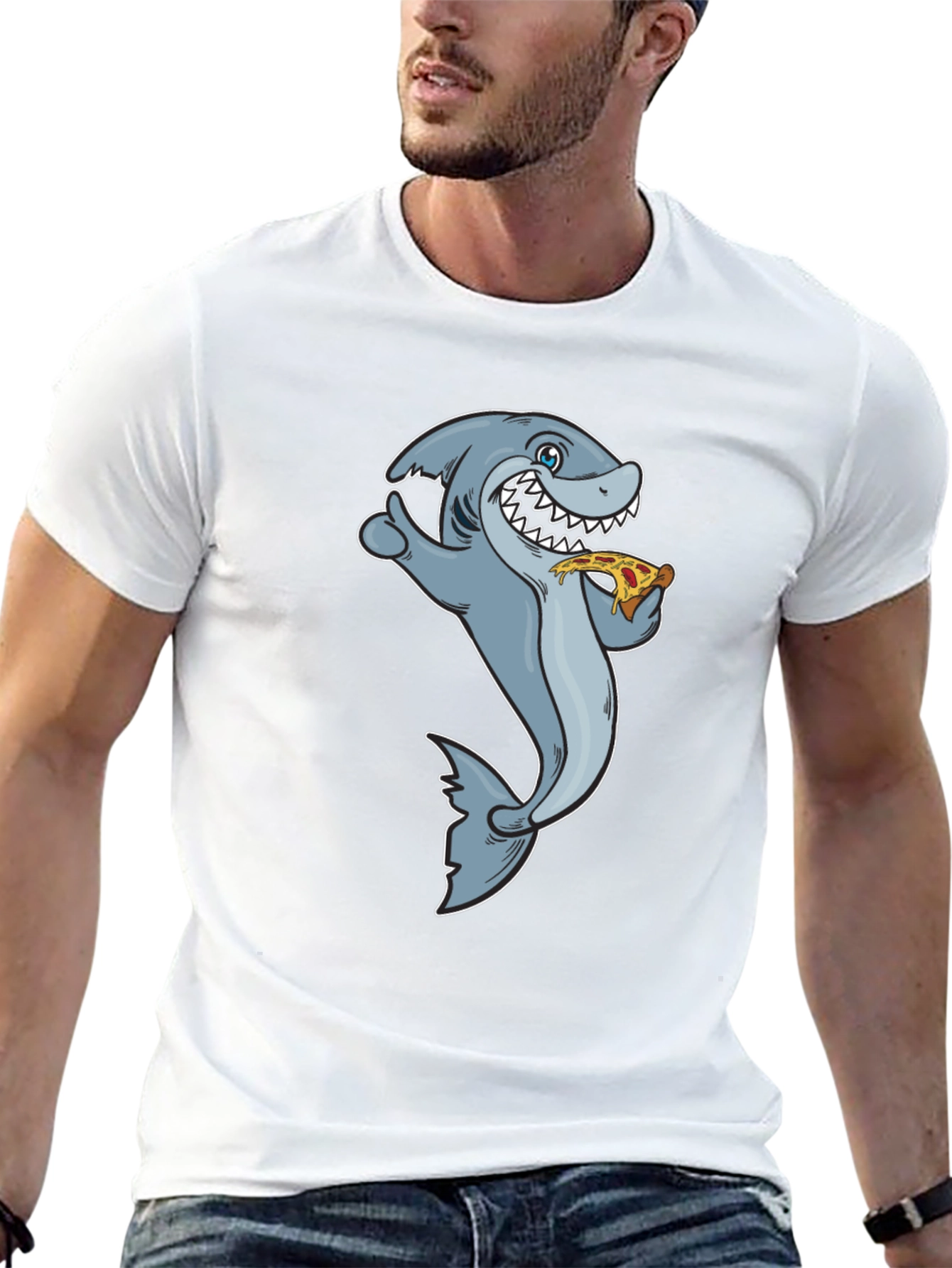 Shark Pizza T-Shirt - Funny Cartoon Graphic Tee