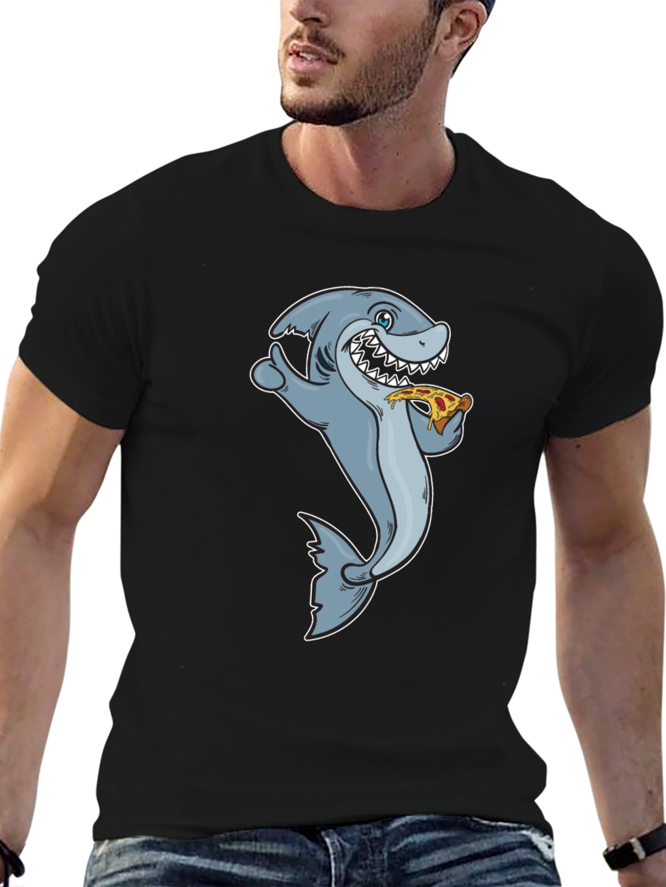 Shark Pizza T-Shirt - Funny Cartoon Graphic Tee