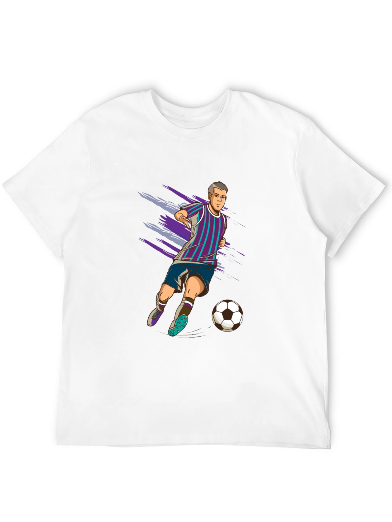 Soccer Player Graphic Tee - Black Cotton T-Shirt
