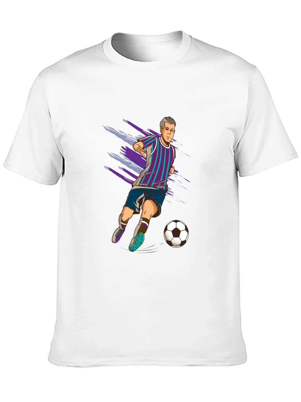 Soccer Player Graphic Tee - Black Cotton T-Shirt