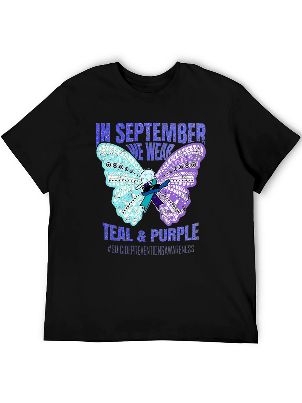 Teal & Purple Suicide Awareness Butterfly T-Shirt