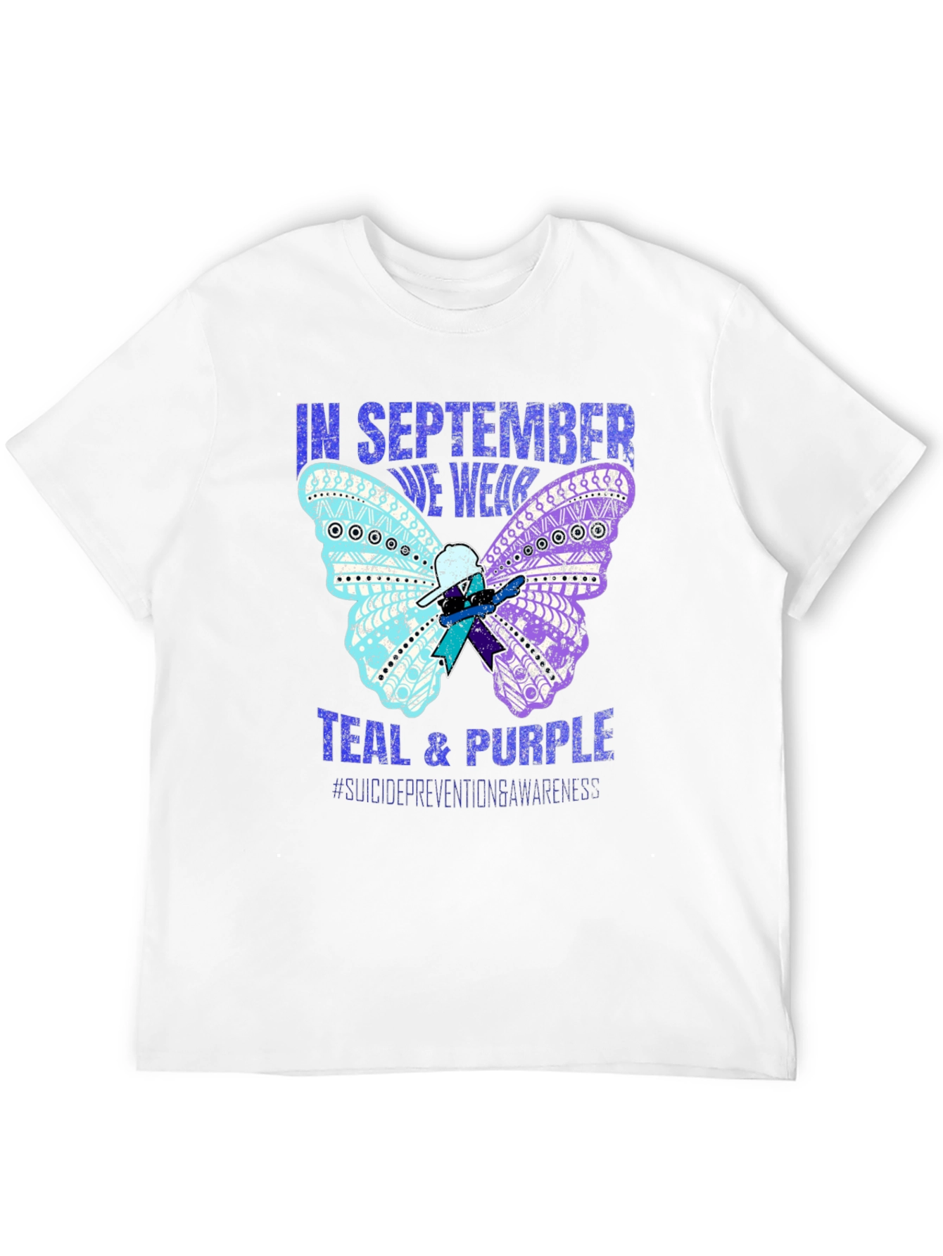 Teal & Purple Suicide Awareness Butterfly T-Shirt