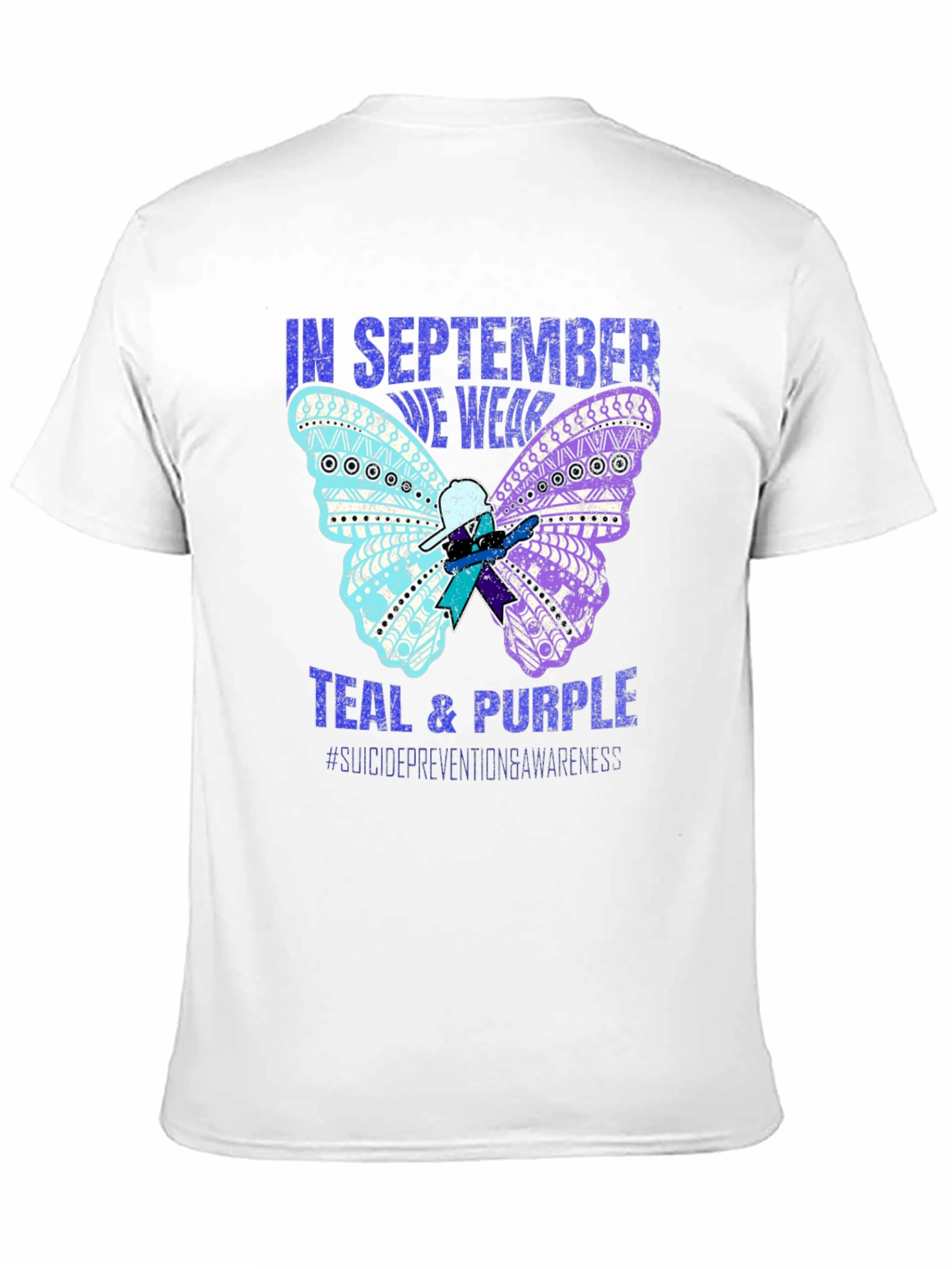 Teal & Purple Suicide Awareness Butterfly T-Shirt
