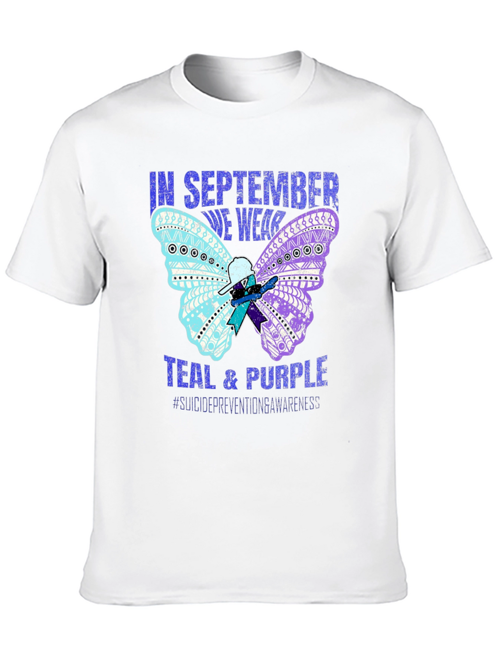 Teal & Purple Suicide Awareness Butterfly T-Shirt