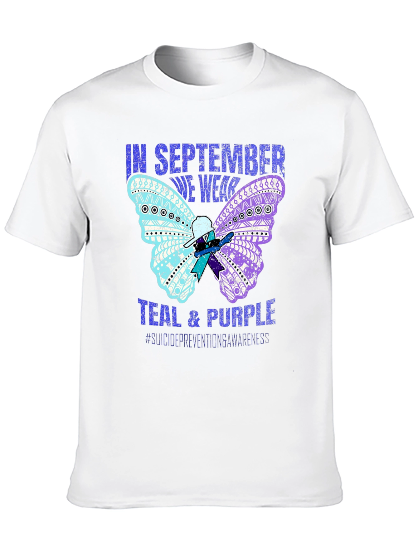 Teal & Purple Suicide Awareness Butterfly T-Shirt