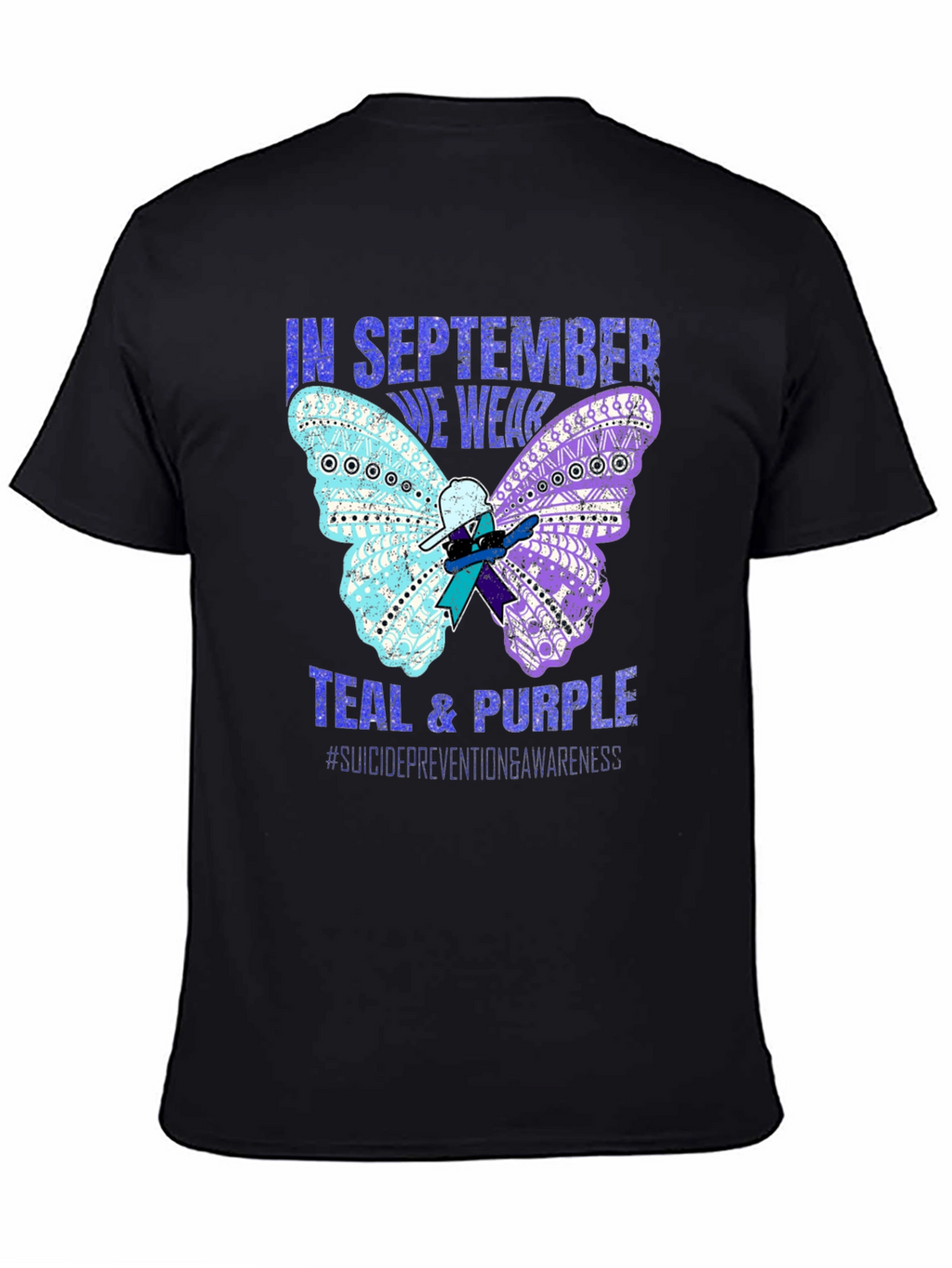 Teal & Purple Suicide Awareness Butterfly T-Shirt