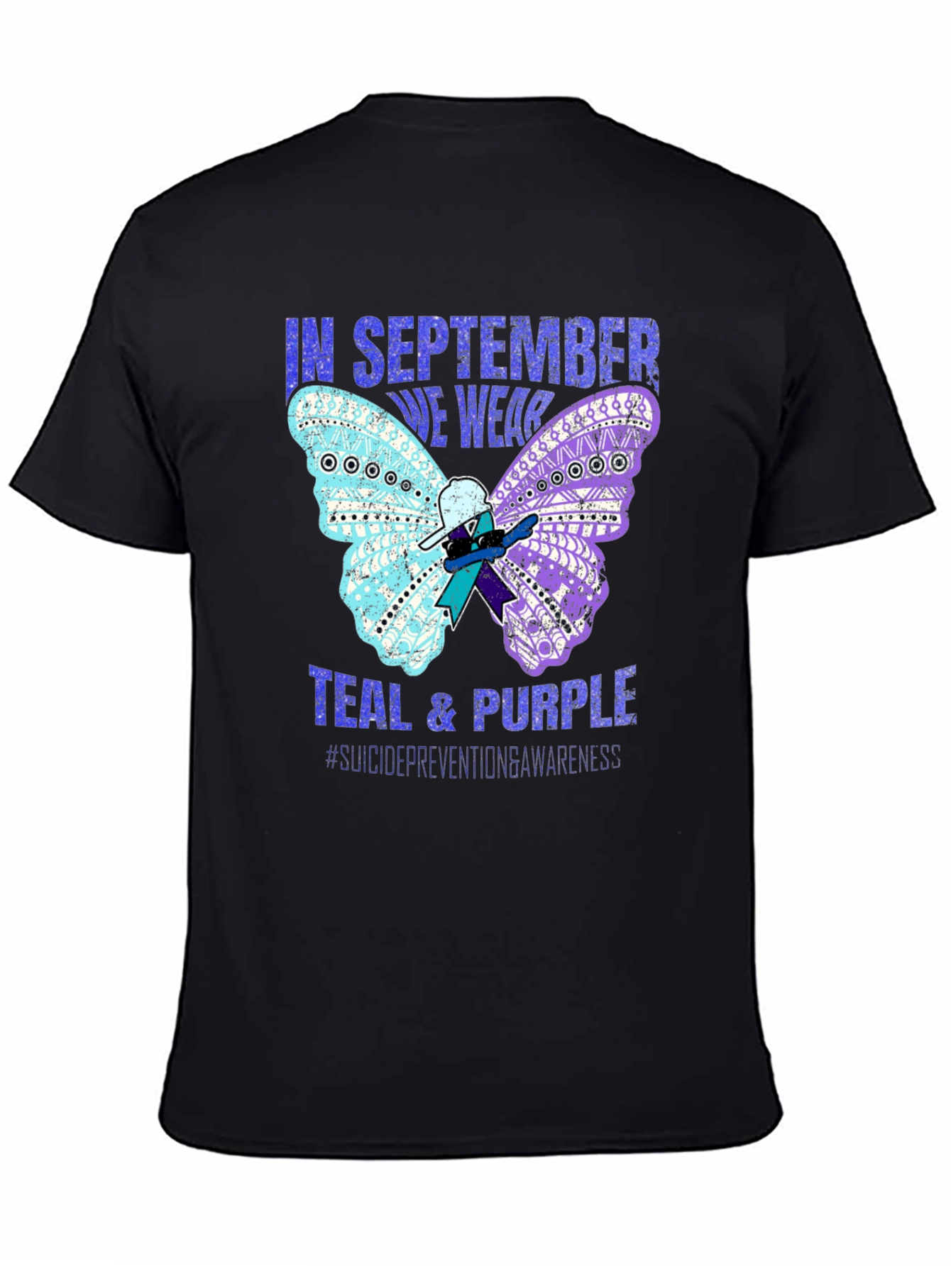 Teal & Purple Suicide Awareness Butterfly T-Shirt