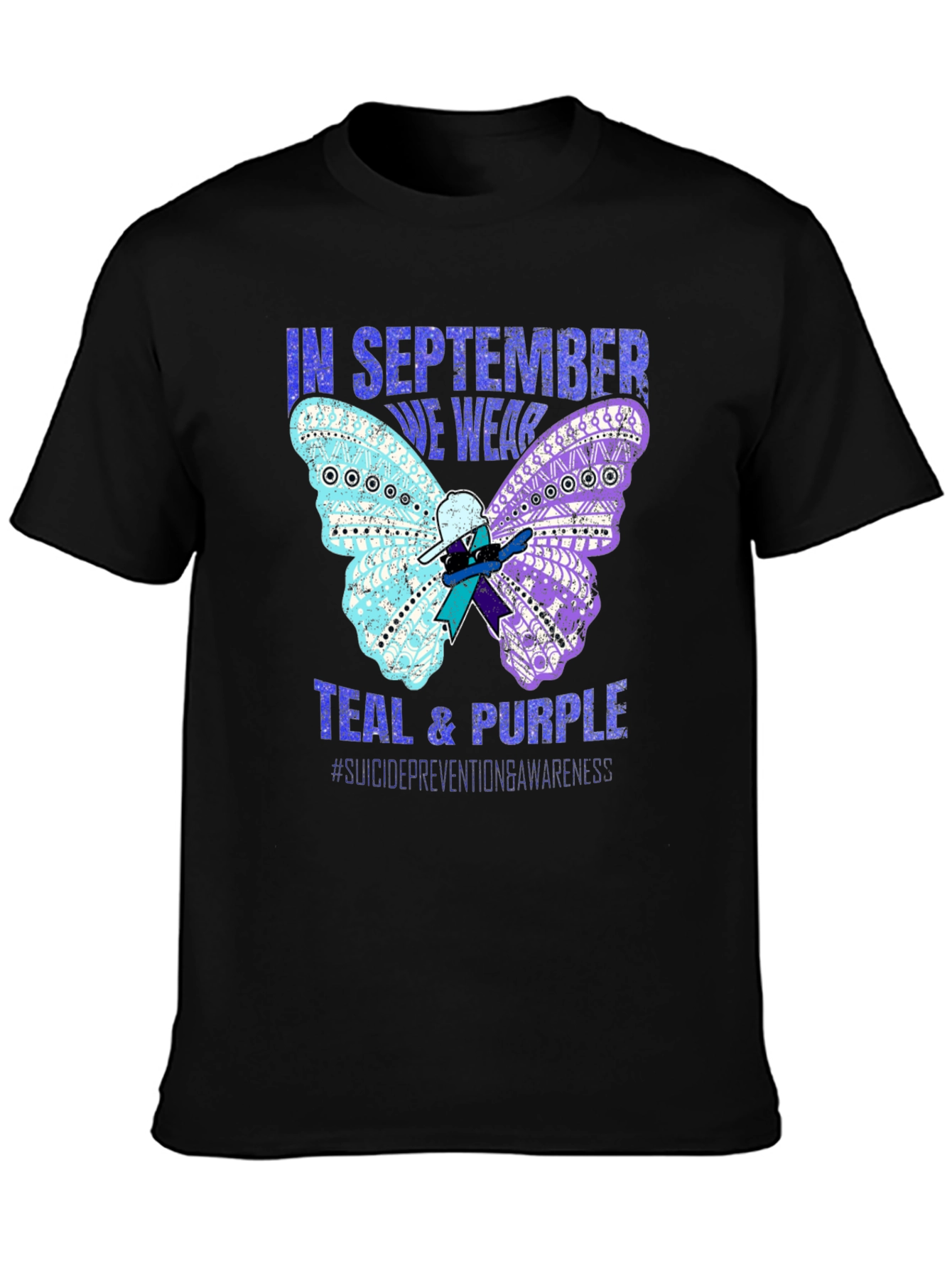 Teal & Purple Suicide Awareness Butterfly T-Shirt